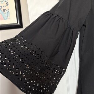 Lauren Ralph Lauren Black Laser-Cut Bell Sleeve Blouse